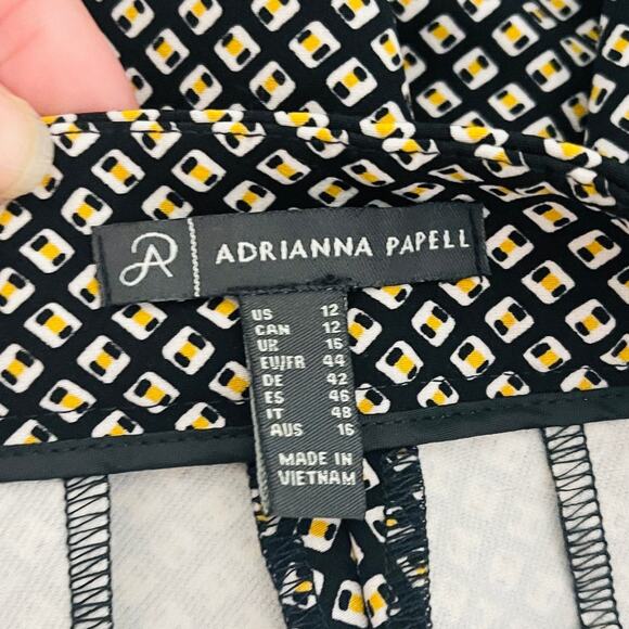 Adrianna Papell Ankle Pants Womens 12 Black Yellow Diamond Pattern Trousers - Picture 7 of 9